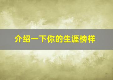 介绍一下你的生涯榜样