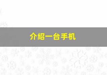 介绍一台手机