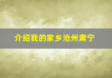 介绍我的家乡沧州肃宁