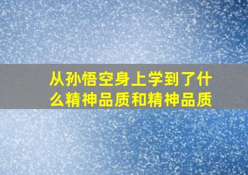 从孙悟空身上学到了什么精神品质和精神品质