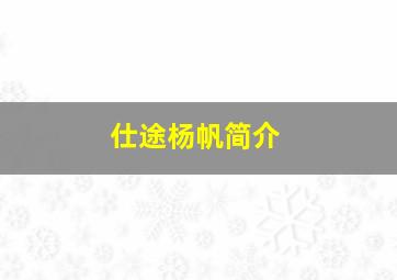 仕途杨帆简介