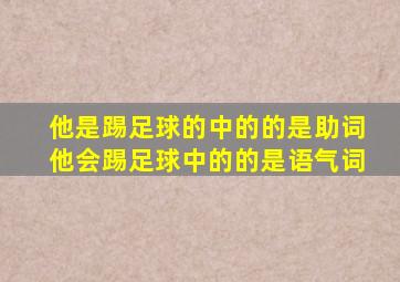 他是踢足球的中的的是助词他会踢足球中的的是语气词