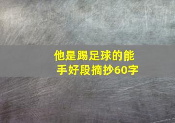 他是踢足球的能手好段摘抄60字