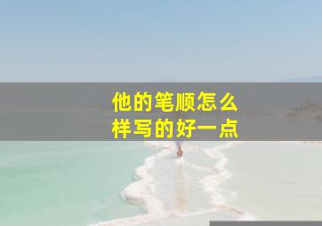 他的笔顺怎么样写的好一点