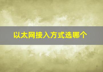 以太网接入方式选哪个