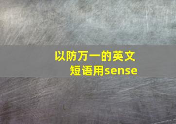 以防万一的英文短语用sense