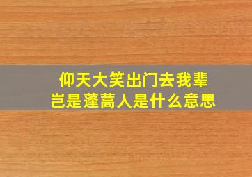 仰天大笑出门去我辈岂是蓬蒿人是什么意思