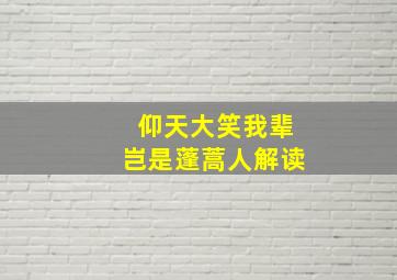 仰天大笑我辈岂是蓬蒿人解读