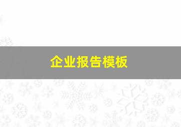 企业报告模板