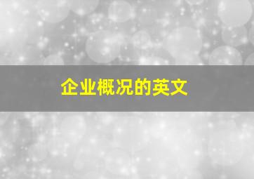 企业概况的英文