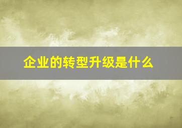 企业的转型升级是什么