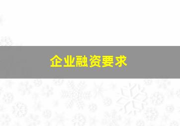 企业融资要求