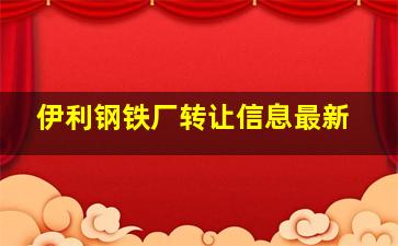 伊利钢铁厂转让信息最新