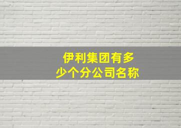 伊利集团有多少个分公司名称