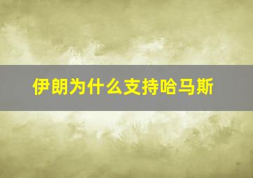 伊朗为什么支持哈马斯