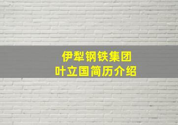 伊犁钢铁集团叶立国简历介绍