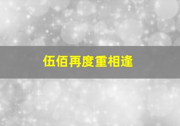 伍佰再度重相逢