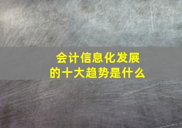 会计信息化发展的十大趋势是什么