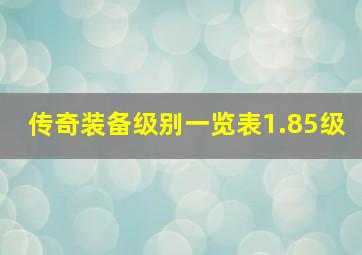 传奇装备级别一览表1.85级