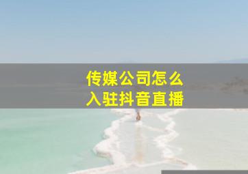 传媒公司怎么入驻抖音直播