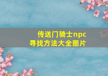 传送门骑士npc寻找方法大全图片