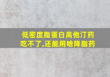 低密度脂蛋白高他汀药吃不了,还能用啥降脂药