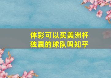 体彩可以买美洲杯独赢的球队吗知乎