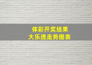 体彩开奖结果大乐透走势图表