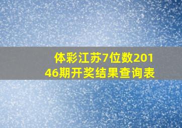 体彩江苏7位数20146期开奖结果查询表