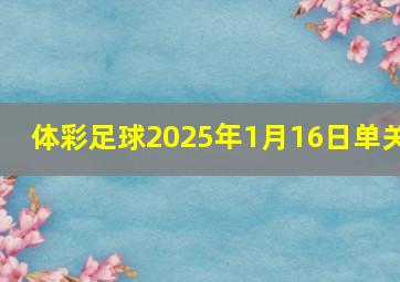 体彩足球2025年1月16日单关