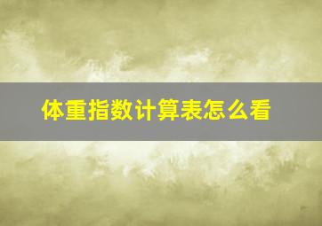 体重指数计算表怎么看