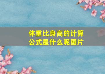 体重比身高的计算公式是什么呢图片