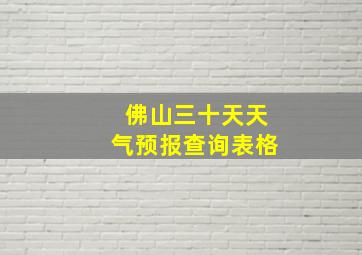 佛山三十天天气预报查询表格