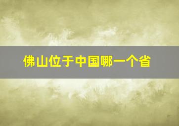 佛山位于中国哪一个省