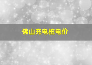 佛山充电桩电价