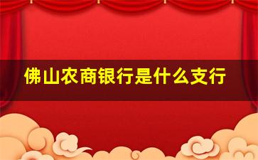 佛山农商银行是什么支行