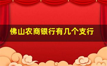 佛山农商银行有几个支行