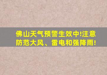 佛山天气预警生效中!注意防范大风、雷电和强降雨!