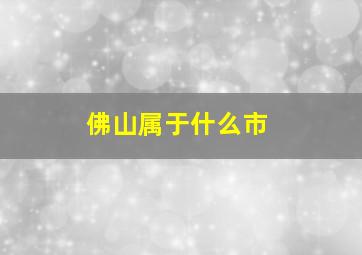 佛山属于什么市