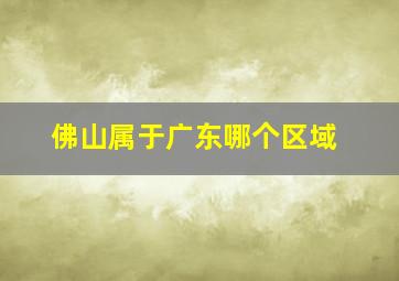 佛山属于广东哪个区域