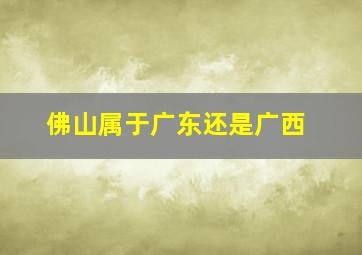 佛山属于广东还是广西