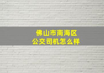 佛山市南海区公交司机怎么样