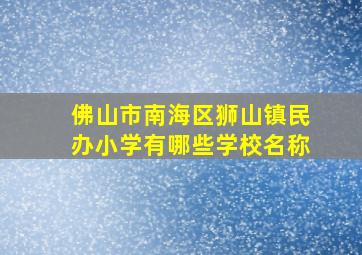 佛山市南海区狮山镇民办小学有哪些学校名称