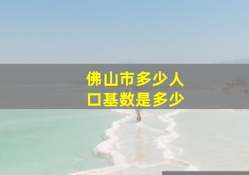 佛山市多少人口基数是多少