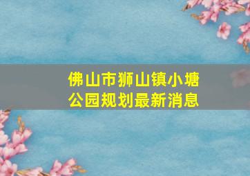 佛山市狮山镇小塘公园规划最新消息