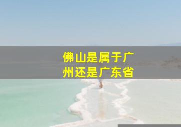 佛山是属于广州还是广东省