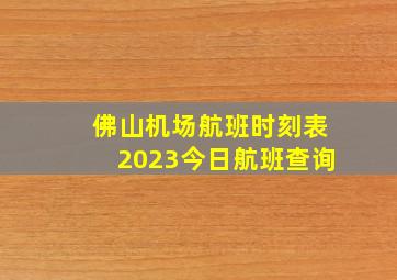 佛山机场航班时刻表2023今日航班查询