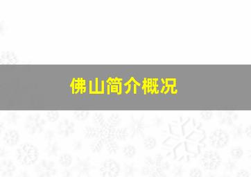 佛山简介概况