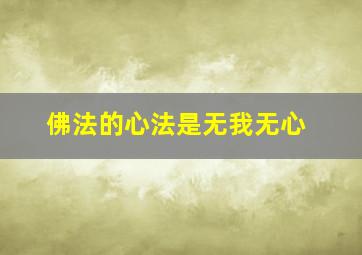 佛法的心法是无我无心