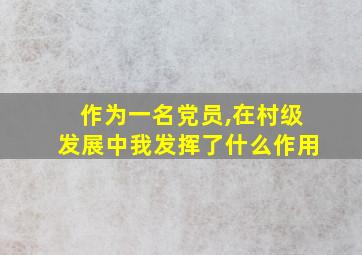 作为一名党员,在村级发展中我发挥了什么作用